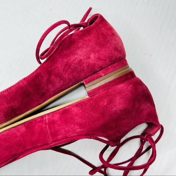 DIANE VON FURSTENBERG lace up ballet flats in wine - Picture 7 of 8
